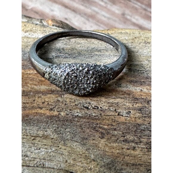 Sterling Silver 925 Ring With Pave-Style Clear Accents 2.22g - Picture 7 of 7